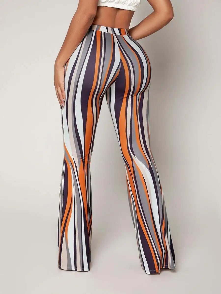 High Waist Striped Flared Pants with Bold Vertical Pattern
High Waist Striped Flared Pants with Bold Vertical Pattern