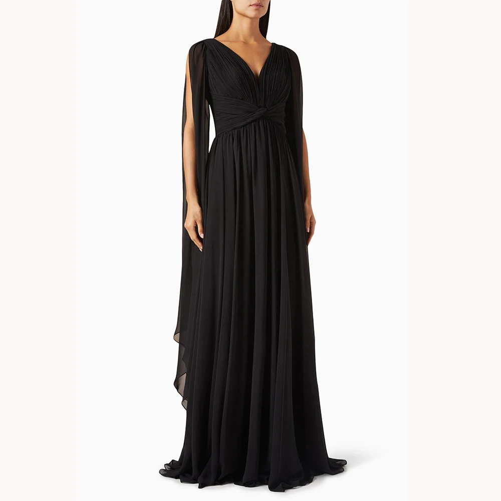 Summer Chiffon Evening Dress For Sexy Women 정장원피스 Vestidos de festa Fashion V-Neck Long Black Cocktail Prom Gown With Shawl 2024
Summer Chiffon Evening Dress For Sexy Women 정장원피스 Vestidos de festa Fashion V-Neck Long Black Cocktail Prom Gown With Shawl 2024