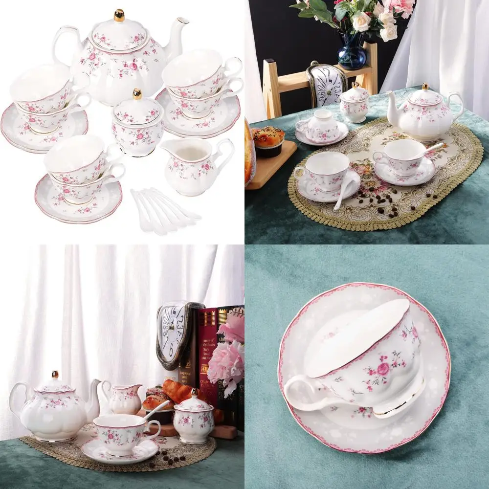 Винтажный фарфоровый чайный сервиз для женщин, 6-компонентный набор чашек и блюдца для чая, свадебный чайник с цветочным принтом, дизайн розовой розы для взрослых
Винтажный фарфоровый чайный сервиз для женщин, 6-компонентный набор чашек и блюдца для чая, свадебный чайник с цветочным принтом, дизайн розовой розы для взрослых
