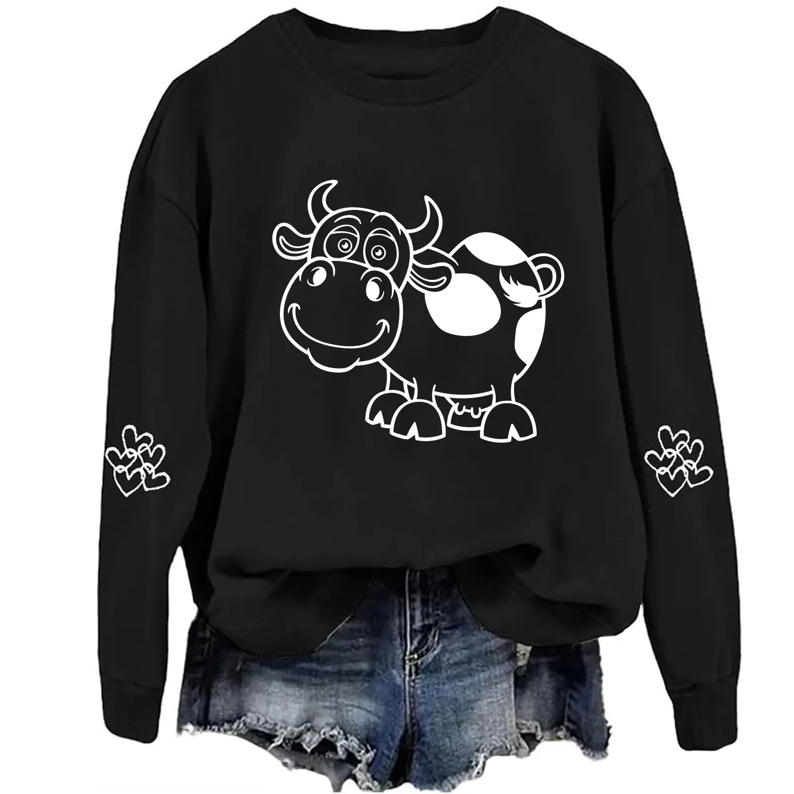 Solid Color Cute Cow Pattern 3D Printed Round Neck Hoodie Women Loose Casual Long Sleeve Hoodie Autumn And Winter
Solid Color Cute Cow Pattern 3D Printed Round Neck Hoodie Women Loose Casual Long Sleeve Hoodie Autumn And Winter