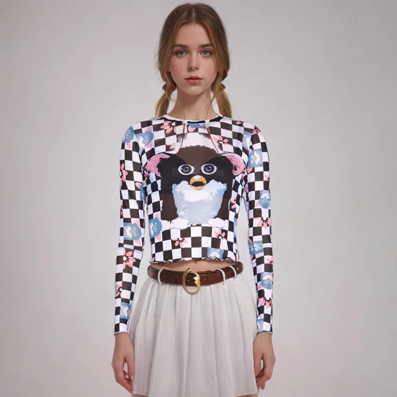Summer new Hottie style slimming checkerboard animal print long sleeve T-shirt top
Summer new Hottie style slimming checkerboard animal print long sleeve T-shirt top