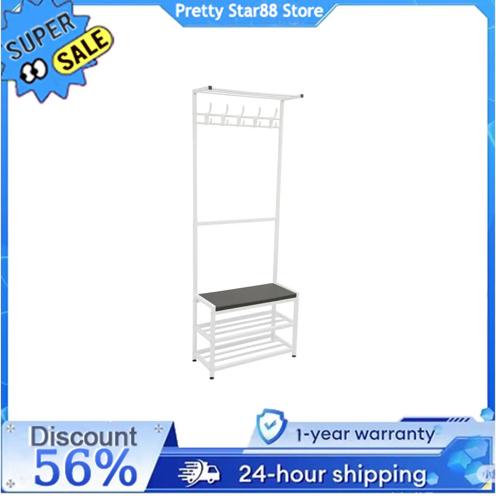 3-In-1 Coat Shoe Rack Shoe Bench Easy to Install Coat Shoe Rack with Stool for Living Room/Bedrooms/Hotel Rooms/Cloakroom
3-In-1 Coat Shoe Rack Shoe Bench Easy to Install Coat Shoe Rack with Stool for Living Room/Bedrooms/Hotel Rooms/Cloakroom