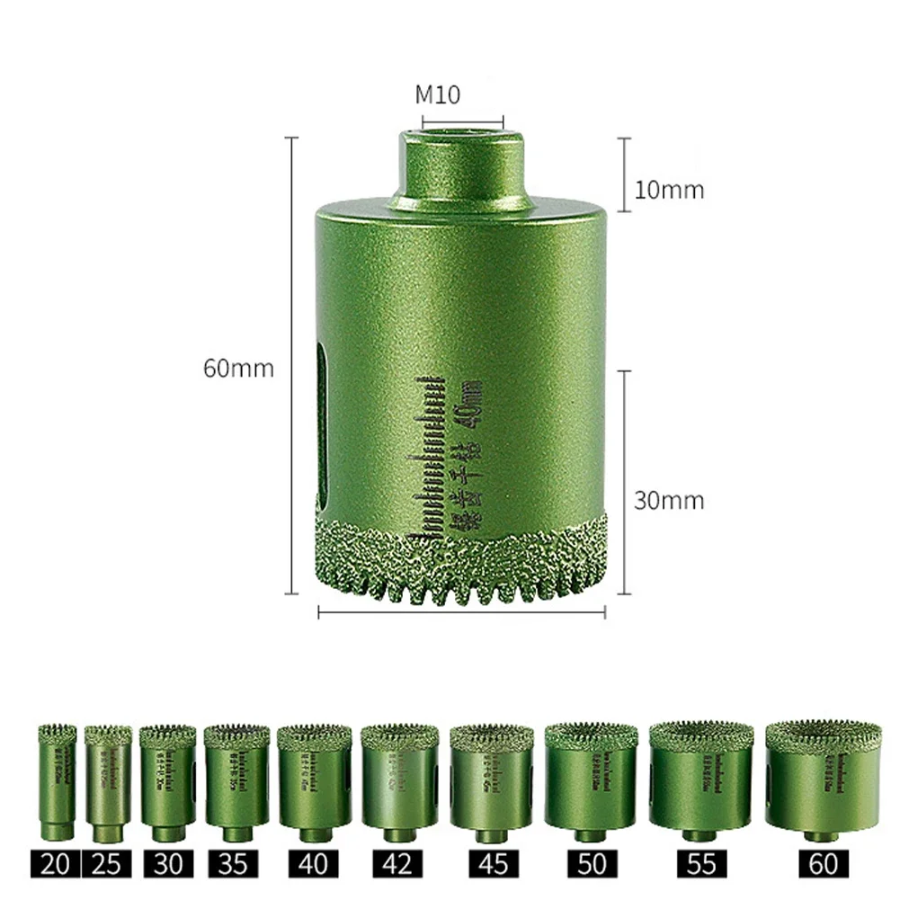20-60mm M10 Threaded Dry Drilling Hole Screwdriver, 10mm Shank, Suitable For Marble, Concrete, Glass, And Tile
20-60mm M10 Threaded Dry Drilling Hole Screwdriver, 10mm Shank, Suitable For Marble, Concrete, Glass, And Tile