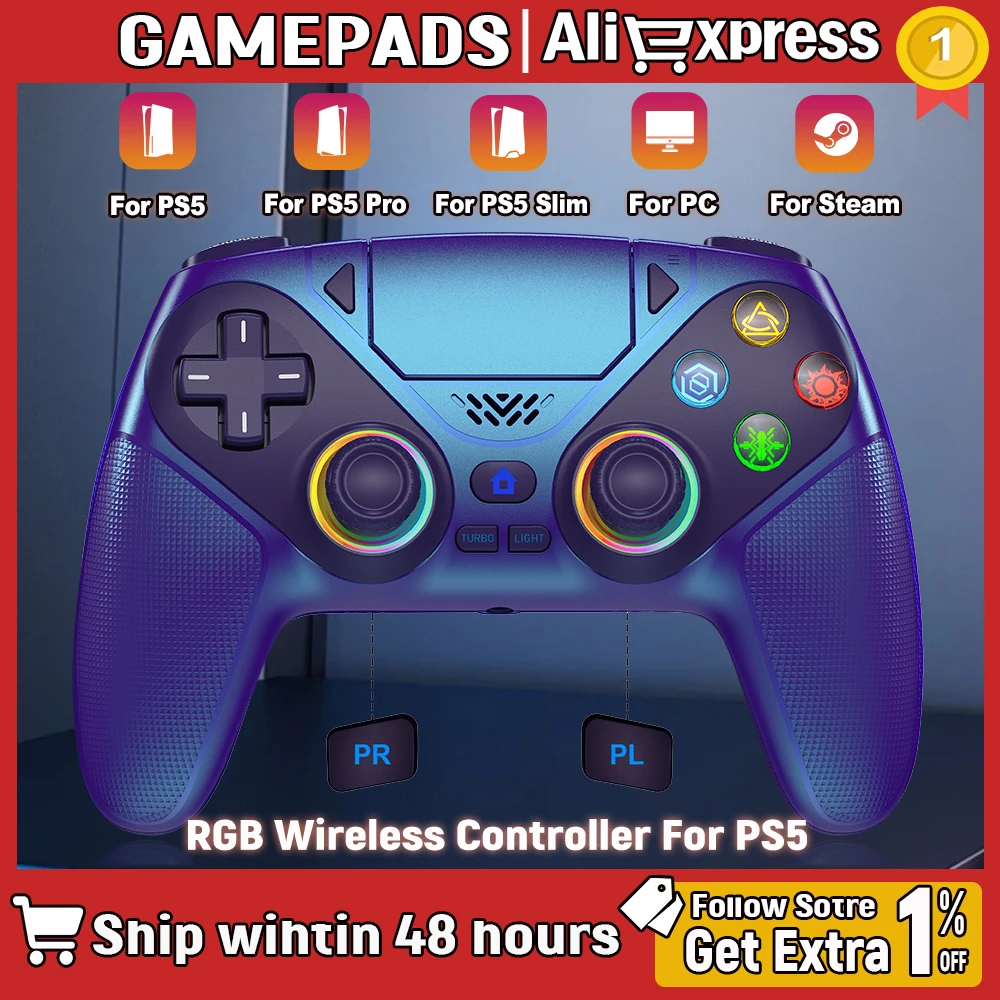 RGB Light NEW For Playstation 5 ps5 controller Wireless Console PS5 Controller Gamepad Turbo Dual Sense Vibrate Programming
RGB Light NEW For Playstation 5 ps5 controller Wireless Console PS5 Controller Gamepad Turbo Dual Sense Vibrate Programming