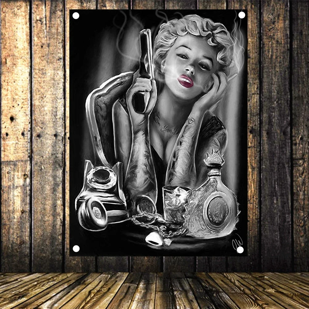 Tattoo Girl with Gun Banner Tapestry Wall Painting Pin Up Art Posters and Prints Wall Hanging Flag Mural Home Decor Drawing
Tattoo Girl with Gun Banner Tapestry Wall Painting Pin Up Art Posters and Prints Wall Hanging Flag Mural Home Decor Drawing