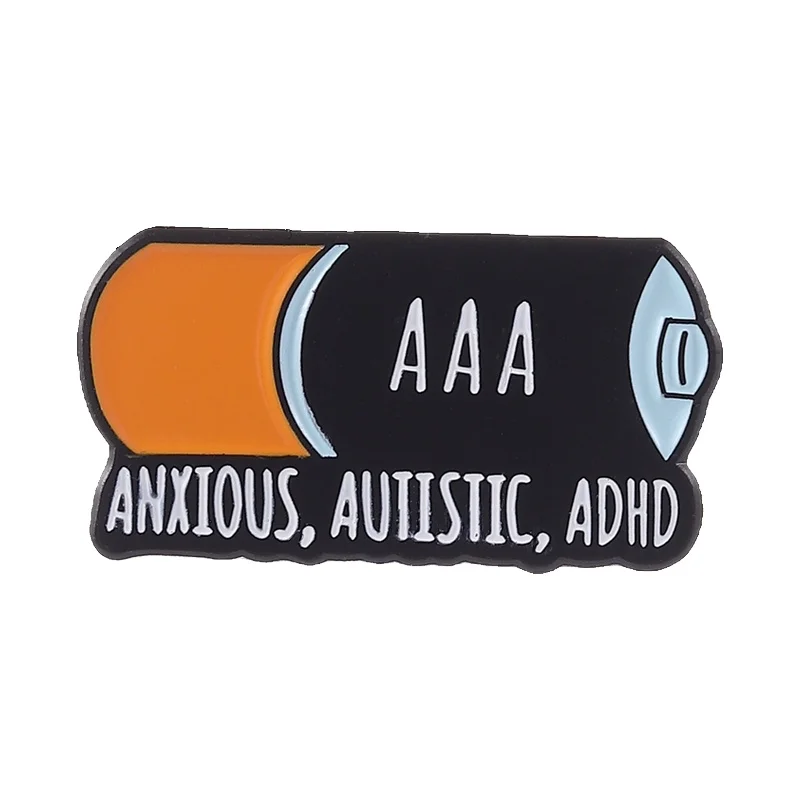 Anxious Autistic ADHD Battery Enamel Pin Custom AAA Low Battery Neurodiversity Mental Health Brooches Jewelry Badge for Friends
Anxious Autistic ADHD Battery Enamel Pin Custom AAA Low Battery Neurodiversity Mental Health Brooches Jewelry Badge for Friends