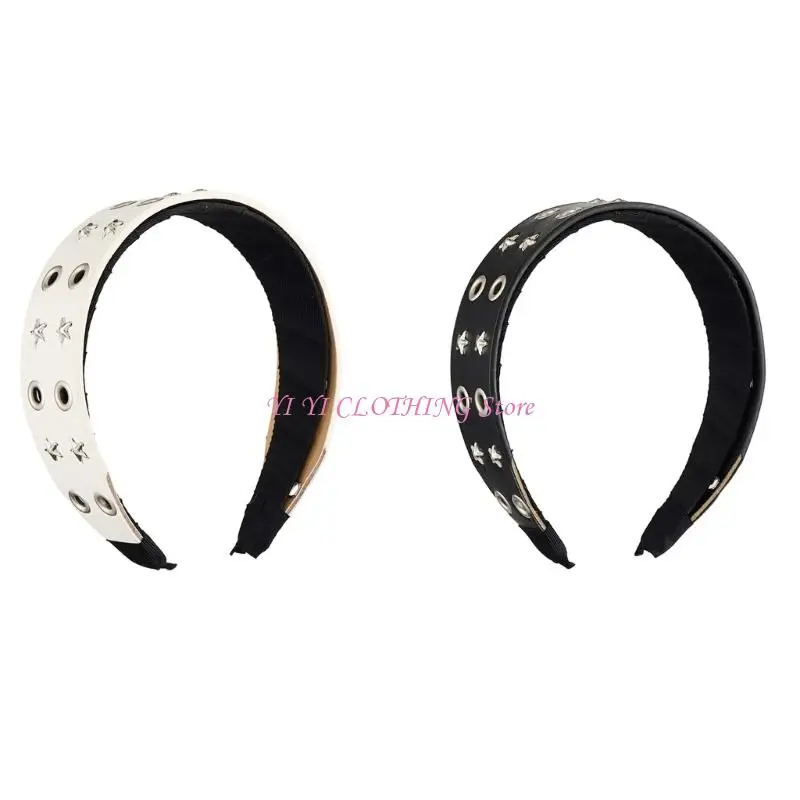 N5KF Punk PU Leather Headband For Men And Women With Metal Decors Soft Hairband Perfect For Concerts Parties
N5KF Punk PU Leather Headband For Men And Women With Metal Decors Soft Hairband Perfect For Concerts Parties