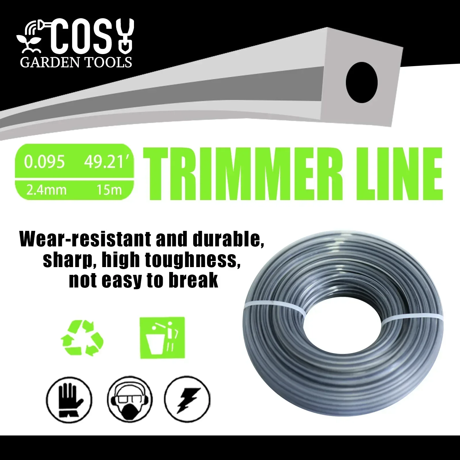 COSY Garden Tools 2.4mm/15m Upgrade Square Double Core Rope Universal Grass Rope Trimmer Parts For Mower Rolling Grass Rope Line
COSY Garden Tools 2.4mm/15m Upgrade Square Double Core Rope Universal Grass Rope Trimmer Parts For Mower Rolling Grass Rope Line