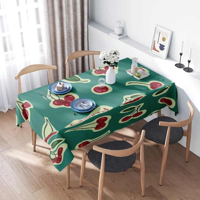 Cherry Print TableclothUnique Design Green Polyester Fabric for Dining Tables, Washable Kitchen Home Decoration Size 145x230cm (
Cherry Print TableclothUnique Design Green Polyester Fabric for Dining Tables, Washable Kitchen Home Decoration Size 145x230cm (