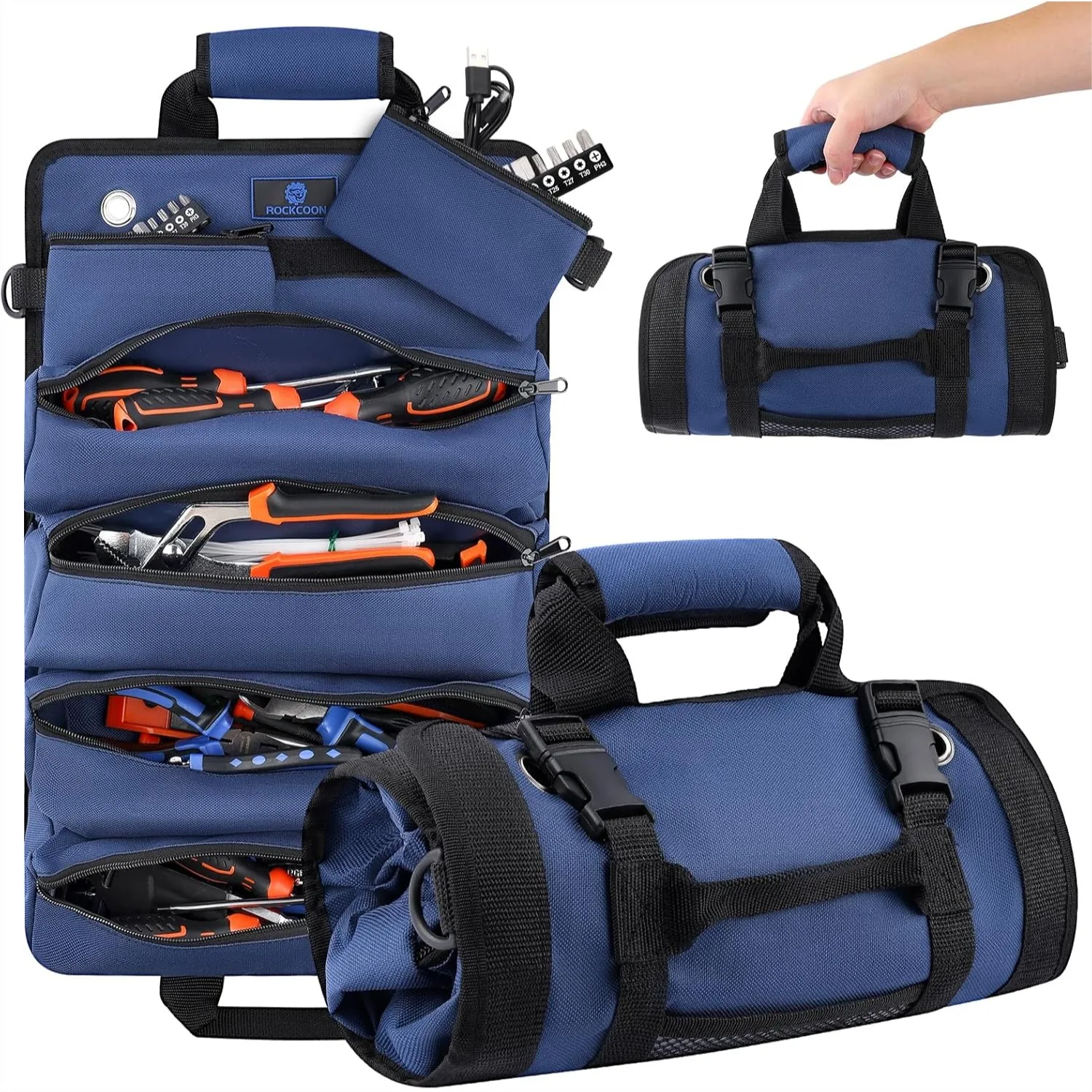 Tool Roll Bag, Heavy Duty Tool Organizer Roll Up, Portable Storage for Mechanics, Electricians, Carpenters, Blue
Tool Roll Bag, Heavy Duty Tool Organizer Roll Up, Portable Storage for Mechanics, Electricians, Carpenters, Blue