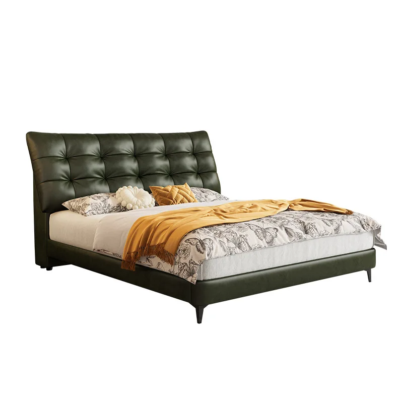 French retro style leather bed dark green oil wax leather wedding bed master bedroom soft bag flush edge 1 meter 8 bed double be
French retro style leather bed dark green oil wax leather wedding bed master bedroom soft bag flush edge 1 meter 8 bed double be