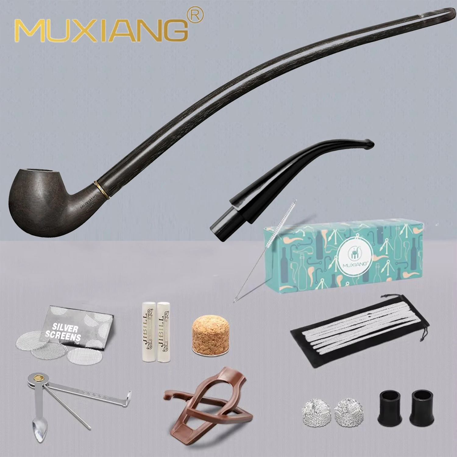 MUXIANG Long Stem Churchwarden Ebony Gandalf Pipe Sets with clean gift box 9mm replaceable short pipe mouth tobacco pipe Set
MUXIANG Long Stem Churchwarden Ebony Gandalf Pipe Sets with clean gift box 9mm replaceable short pipe mouth tobacco pipe Set