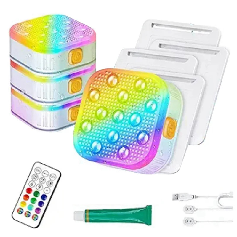 TURE 4Pcs Rechargeable Submersible Pool Lights With Remote, IP68 Waterproof 16 Color Changing LED Lights With Glue
TURE 4Pcs Rechargeable Submersible Pool Lights With Remote, IP68 Waterproof 16 Color Changing LED Lights With Glue