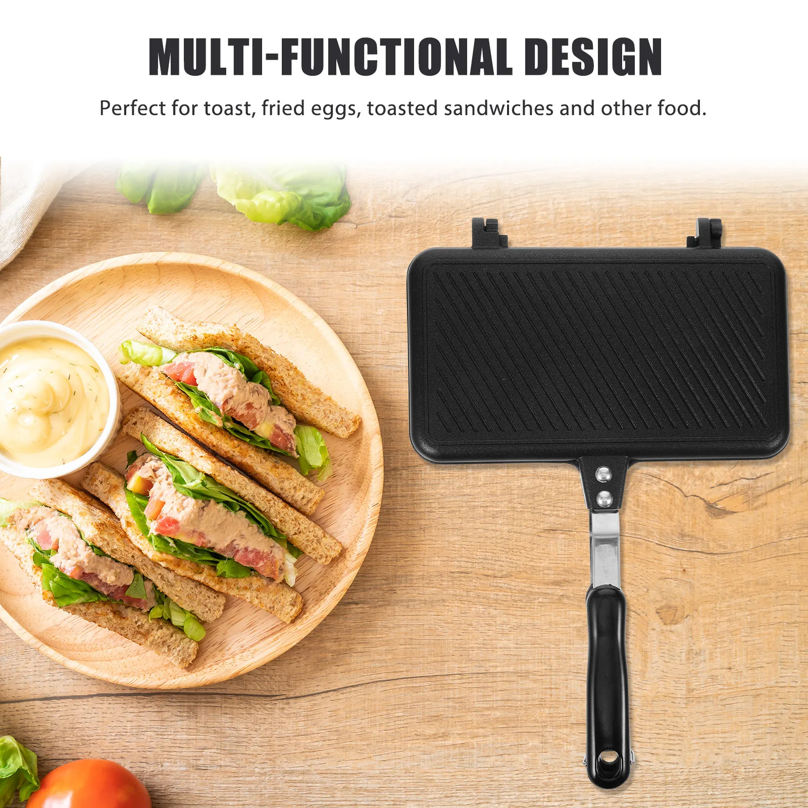 Sandwich Press Pan Double Sided Non-Stick Baking Grill for Toasted Sandwiches Soft-Boiled Eggs Fast Breakfast Maker Kitchen
Sandwich Press Pan Double Sided Non-Stick Baking Grill for Toasted Sandwiches Soft-Boiled Eggs Fast Breakfast Maker Kitchen