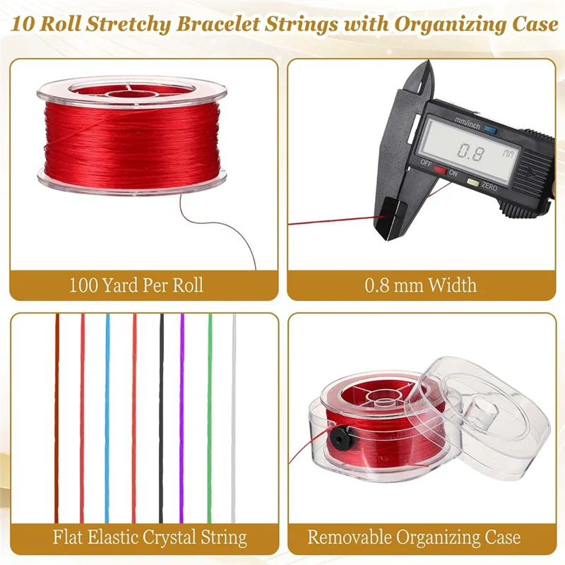 AX83-10 Rolls 0.8Mm 1000 Yards Flat Elastic Bracelet With Organizer Box Crystal Elastic Cord Beads Cord For Jewelry Making
AX83-10 Rolls 0.8Mm 1000 Yards Flat Elastic Bracelet With Organizer Box Crystal Elastic Cord Beads Cord For Jewelry Making