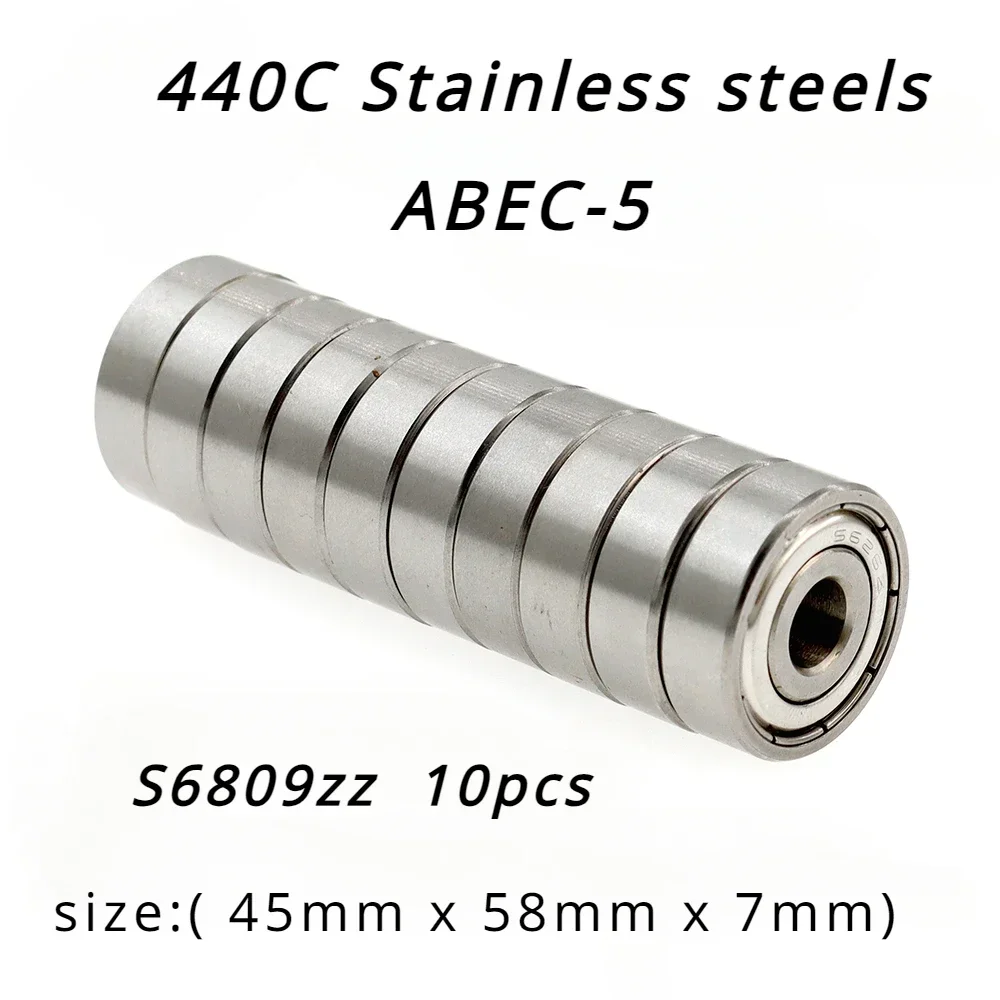 Veekaft High Performance 440C Stainless Steel ABEC-5 Deep Groove Ball Bearings - S6809zz of 10pcs Size: 45mmx58mmx7mm
Veekaft High Performance 440C Stainless Steel ABEC-5 Deep Groove Ball Bearings - S6809zz of 10pcs Size: 45mmx58mmx7mm