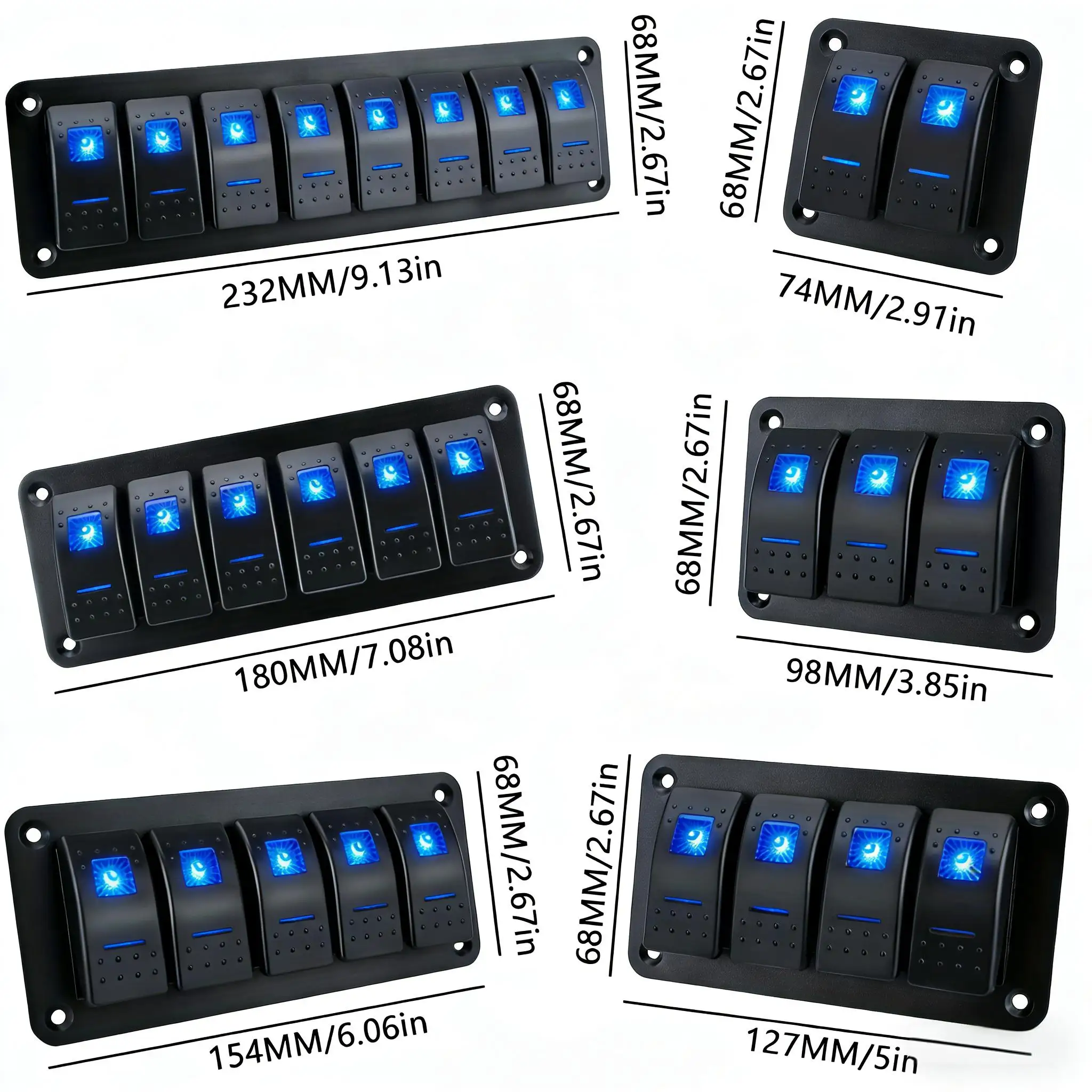2-group,3-group, 4-group, 5-group, 6-group, 8-group rocker switch panel , 12V/24V cars, ships, ATV trailers, blue,red,green
2-group,3-group, 4-group, 5-group, 6-group, 8-group rocker switch panel , 12V/24V cars, ships, ATV trailers, blue,red,green
