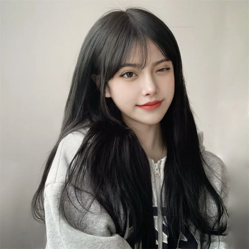 Модный синтетический парик, черная воздушная челка, длинные прямые волосы, высокотемпературный шелк, полностью корейский механизм парика, полное покрытие головы
Модный синтетический парик, черная воздушная челка, длинные прямые волосы, высокотемпературный шелк, полностью корейский механизм парика, полное покрытие головы