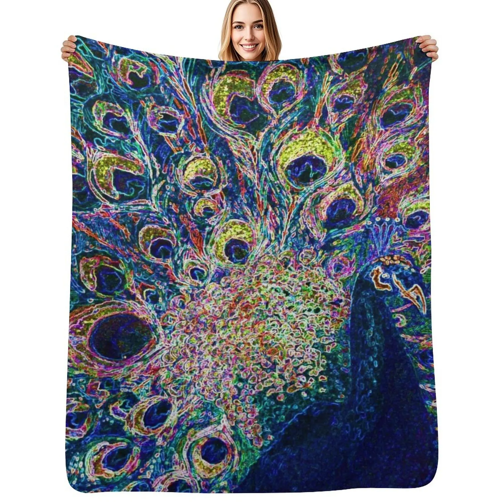 Neon Peacock Full Glory Throw Blanket Lightweight Warm Blanket for Travel Camping
Neon Peacock Full Glory Throw Blanket Lightweight Warm Blanket for Travel Camping