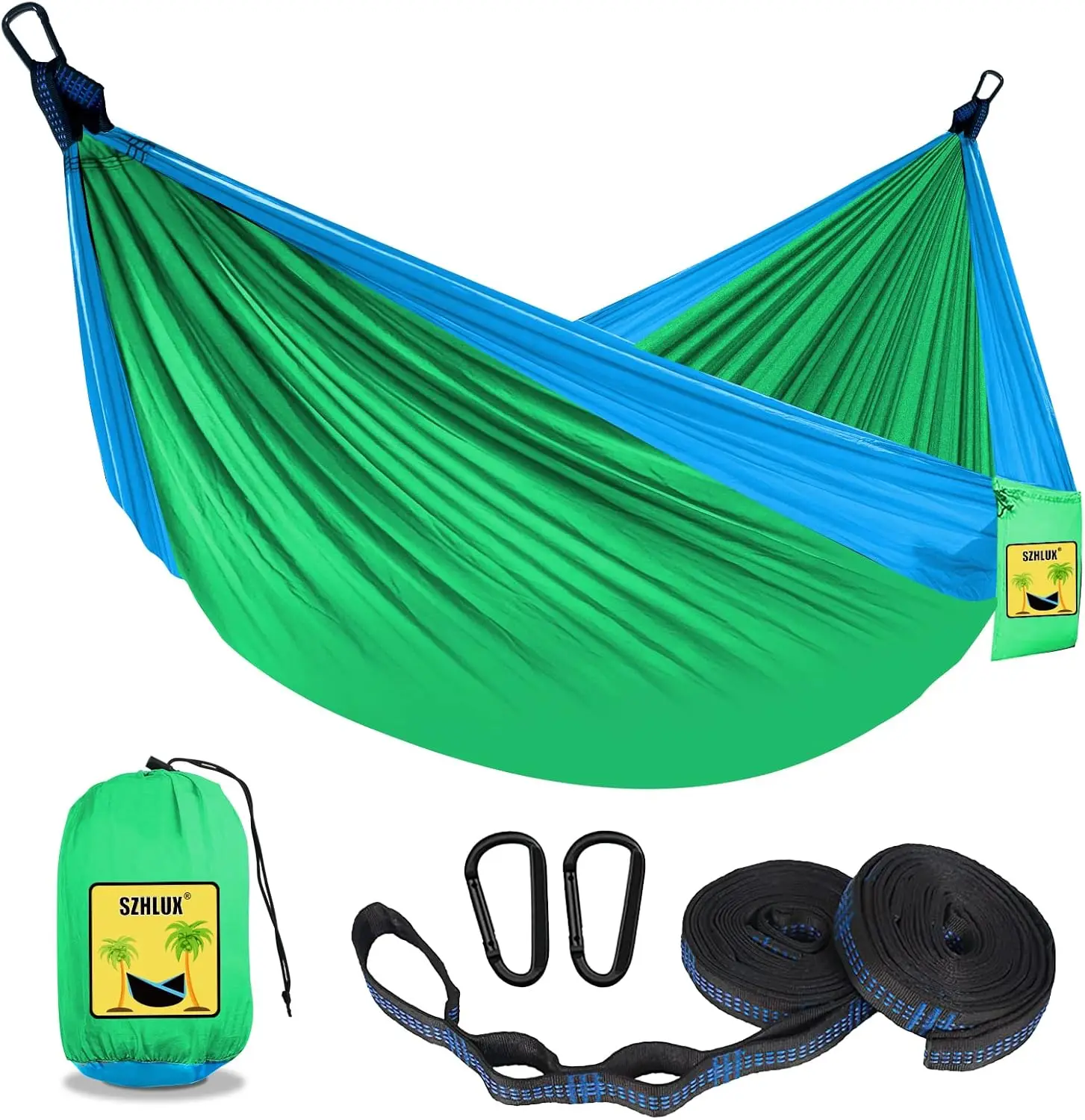Kids Hammock - Kids Camping Gear, Camping Accessories with 2 Tree Straps and Carabiners for Indoor/Outdoor Use, Sapphire Blue & Grass Green
Kids Hammock - Kids Camping Gear, Camping Accessories with 2 Tree Straps and Carabiners for Indoor/Outdoor Use, Sapphire Blue & Grass Green