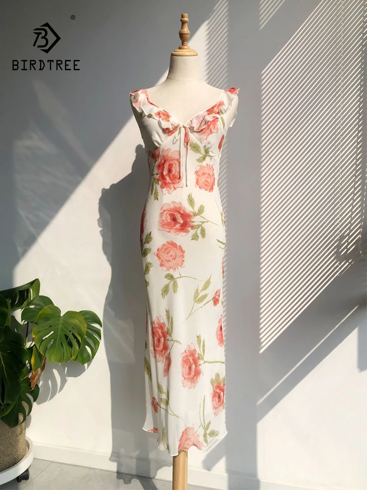 BirdTree-10MM 100% Silk Elegant Dress, Women Sleeveless V Neck Floral Print, French Ruffles Party Dresses, 2025 Summer D55855CC
BirdTree-10MM 100% Silk Elegant Dress, Women Sleeveless V Neck Floral Print, French Ruffles Party Dresses, 2025 Summer D55855CC