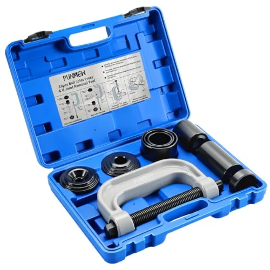 Ball Joint Press Kit 10 pcs Ball Joint Press and U Joint Removal Tool Kit with 4 * 4 Adapters Fits for Most 2WD and 4WD Vehicle
Ball Joint Press Kit 10 pcs Ball Joint Press and U Joint Removal Tool Kit with 4 * 4 Adapters Fits for Most 2WD and 4WD Vehicle