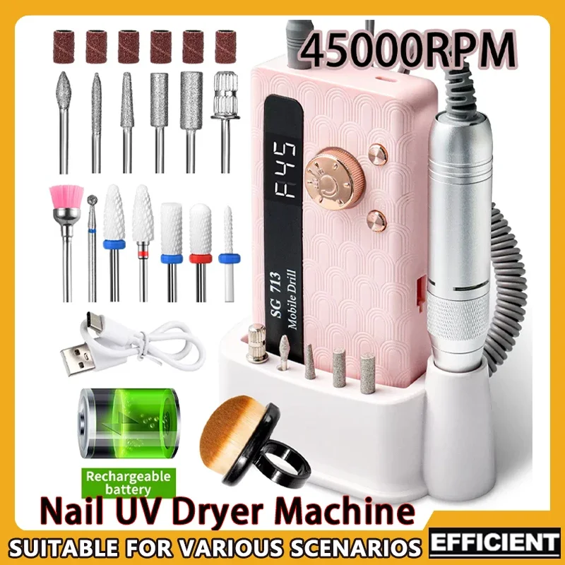 Professional Portable Nail Drill Machine 35000/45000RPM Rechargeable Electric Manicure File for Nails Gel Polish Removal Grindi
Professional Portable Nail Drill Machine 35000/45000RPM Rechargeable Electric Manicure File for Nails Gel Polish Removal Grindi