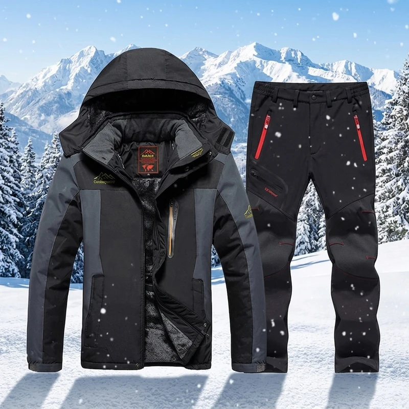 Thicken Winter Warm Men's Ski Suit Brands Windproof Waterproof Snow Coat Skiing And Snowboarding Jacket and Pants Set
Thicken Winter Warm Men's Ski Suit Brands Windproof Waterproof Snow Coat Skiing And Snowboarding Jacket and Pants Set