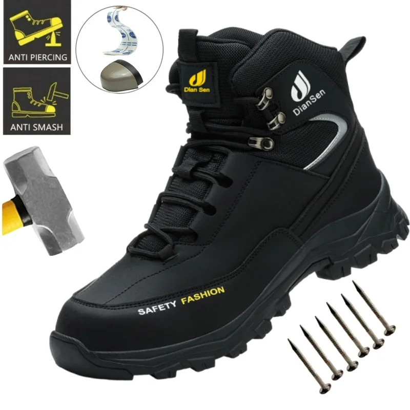Steel Toe Shoes for Men Black Leahter Waterproof Anti-smash Steel Toe Indestructible Work Boots Construction Working Botas
Steel Toe Shoes for Men Black Leahter Waterproof Anti-smash Steel Toe Indestructible Work Boots Construction Working Botas