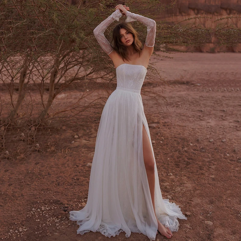 Свадебные платья Eightree Boho Beach A-Line, длинные свадебные платья без бретелек с кружевом и разрезом по боку, женские свадебные платья для выпускного вечера, индивидуальный пошив
Свадебные платья Eightree Boho Beach A-Line, длинные свадебные платья без бретелек с кружевом и разрезом по боку, женские свадебные платья для выпускного вечера, индивидуальный пошив