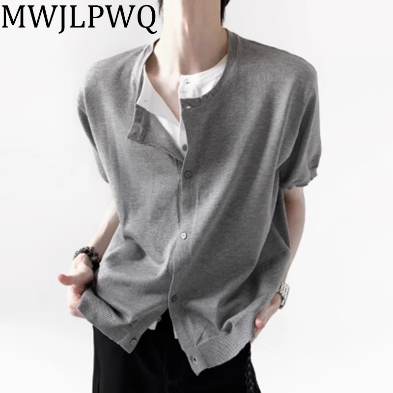 MWJLPWQ Вязаные футболки из двух предметов с нишевым дизайном High Street, одежда с короткими рукавами, однотонные летние трендовые топы 2025, 010782
MWJLPWQ Вязаные футболки из двух предметов с нишевым дизайном High Street, одежда с короткими рукавами, однотонные летние трендовые топы 2025, 010782