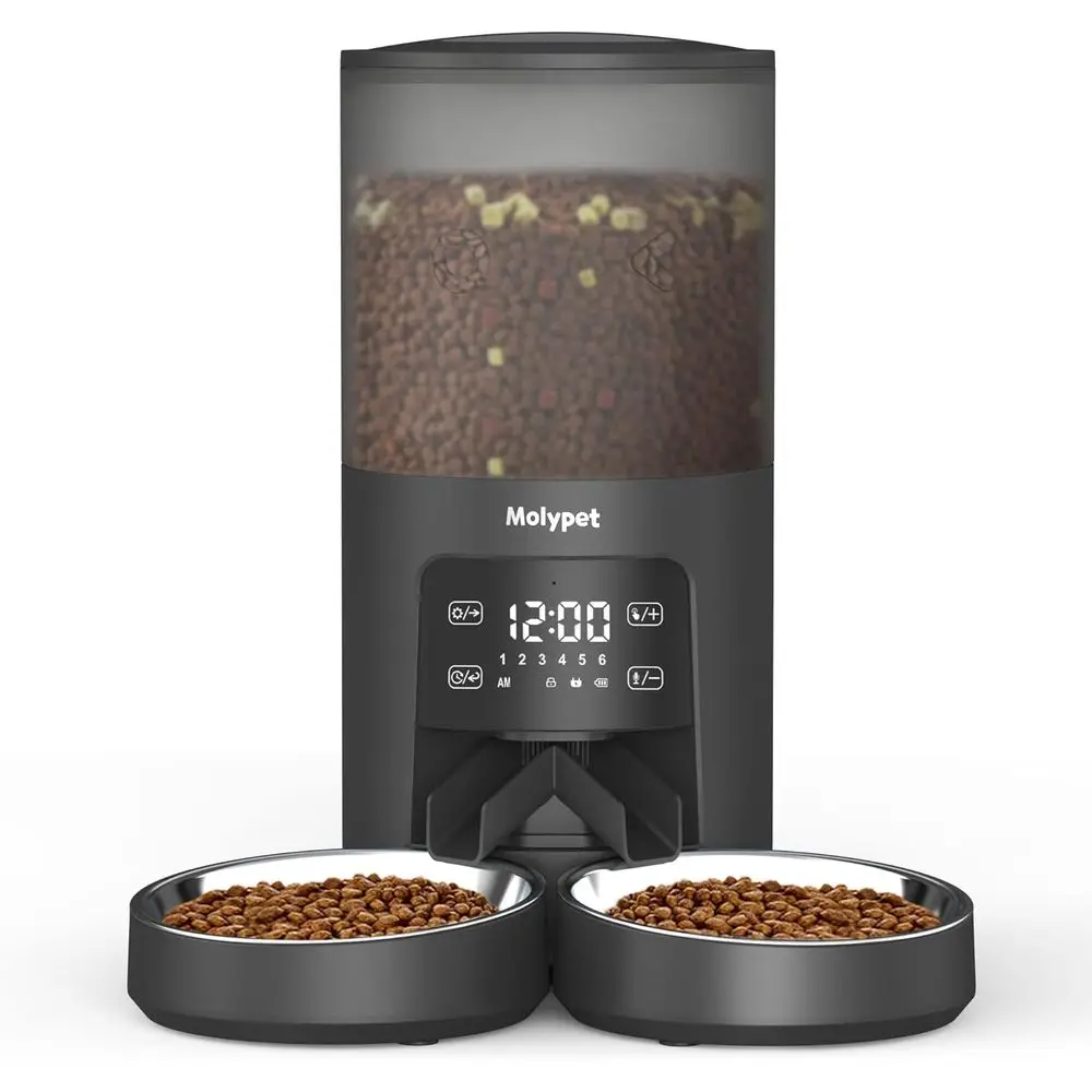 Automatic Cat eeders or 2 Cats - 6L ood Dispenser with Double Bowls, Progmable Timed eeder up to 6 Meals per Day with 10S Voice
Automatic Cat eeders or 2 Cats - 6L ood Dispenser with Double Bowls, Progmable Timed eeder up to 6 Meals per Day with 10S Voice