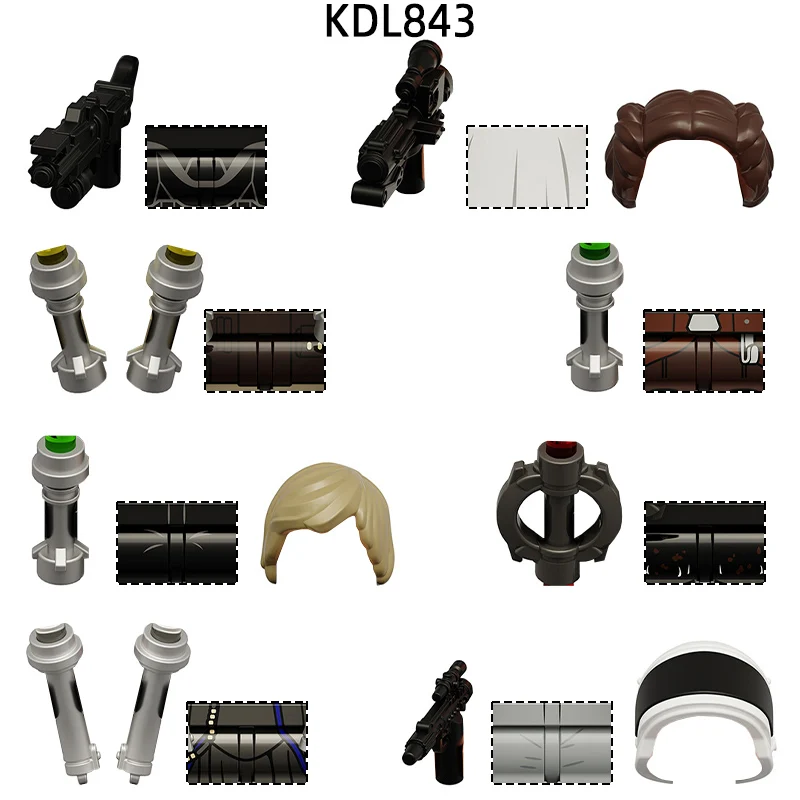 The KDL843 Weapons Pants Hair Parts Action Figures Gun Sword Model Blocks MOC Bricks Set Gifts Toys
The KDL843 Weapons Pants Hair Parts Action Figures Gun Sword Model Blocks MOC Bricks Set Gifts Toys
