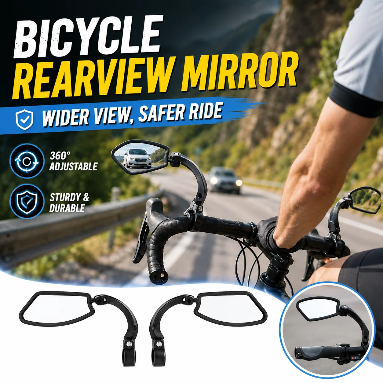 Handlebar Install Bike Rear View Mirror 360 Rotatable Wide Angle Cycling Mirror Shock Resistant Bicycle Safety Accessory
Handlebar Install Bike Rear View Mirror 360 Rotatable Wide Angle Cycling Mirror Shock Resistant Bicycle Safety Accessory