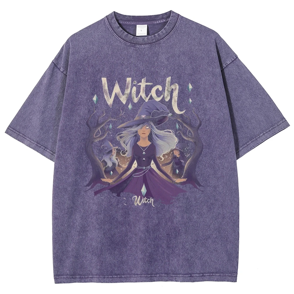 Distressed Harajuku Style Witch Print Women's T-Shirt Oversized Washed Short Sleeve Cotton Fabric Comfortable Unisex Tees
Distressed Harajuku Style Witch Print Women's T-Shirt Oversized Washed Short Sleeve Cotton Fabric Comfortable Unisex Tees
