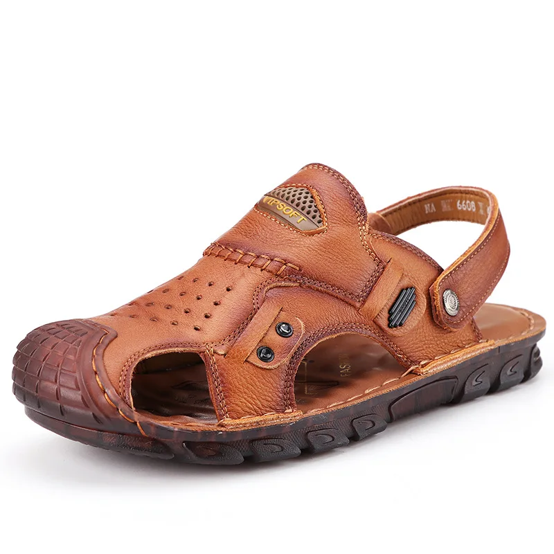 Men's Genuine Leather Breathable Closed-Toe Sandals Thick Platform Rubber Sole 2-in-1 Beach Driving Mules Casual Outdoor Summer
Men's Genuine Leather Breathable Closed-Toe Sandals Thick Platform Rubber Sole 2-in-1 Beach Driving Mules Casual Outdoor Summer