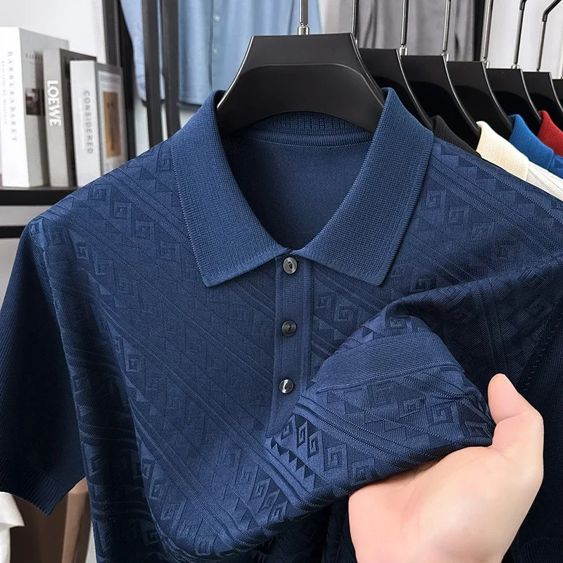Men's Summer Ice Silk Polo Shirt Cool Breathable Middle-aged Father Short Sleeve Lapel T-shirt
Men's Summer Ice Silk Polo Shirt Cool Breathable Middle-aged Father Short Sleeve Lapel T-shirt