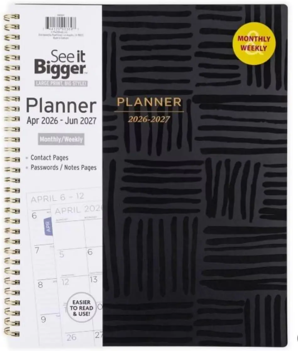 Large Weekly Monthly Planner 9.25"x11.125" April 2026-June 2027 with 6 in 1 Multicolor Pen
Large Weekly Monthly Planner 9.25"x11.125" April 2026-June 2027 with 6 in 1 Multicolor Pen