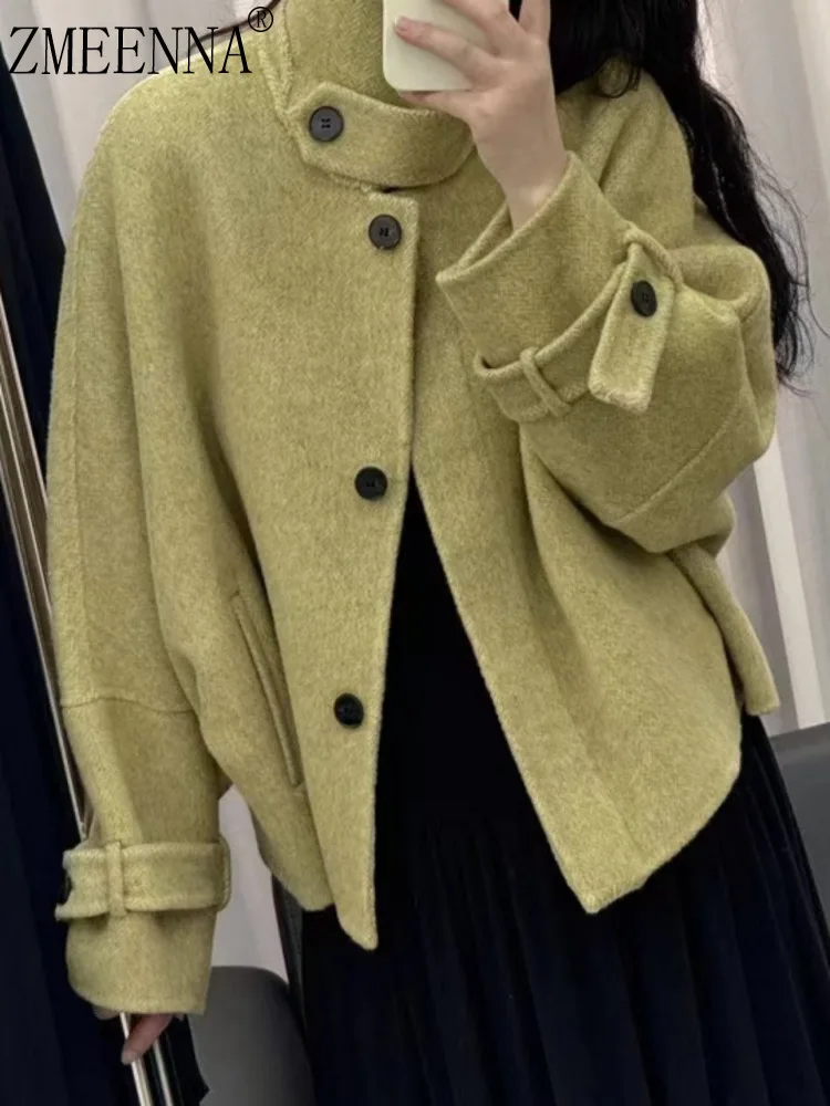 ZMEENNA Women's Short Wool Blend Jacket Elegant Winter Stand Collar Coat Chic Oversized Outerwear Button Down Cardigan ZM3721
ZMEENNA Women's Short Wool Blend Jacket Elegant Winter Stand Collar Coat Chic Oversized Outerwear Button Down Cardigan ZM3721