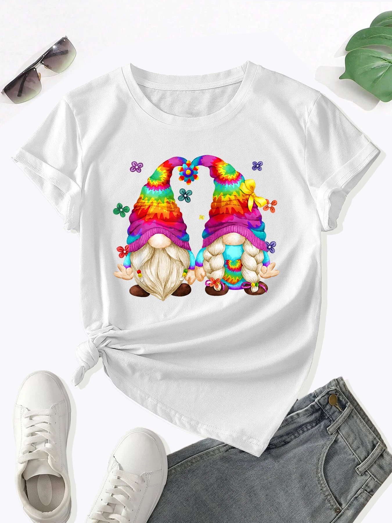 100% cotton women's short sleeve T-shirt Cartoon color hat shorter than heart pattern, round neck, multiple colors, sizes XS to
100% cotton women's short sleeve T-shirt Cartoon color hat shorter than heart pattern, round neck, multiple colors, sizes XS to