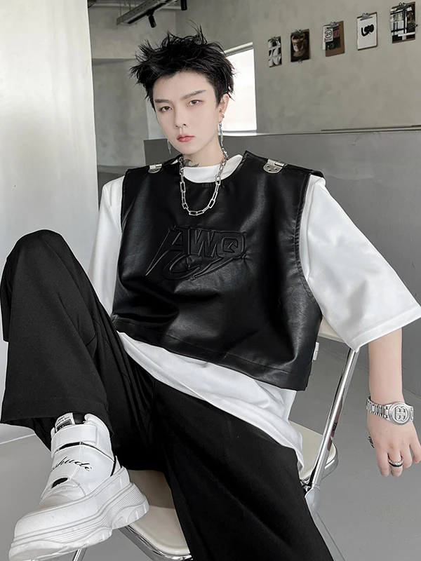 k Sle PU Leather Vest No Sve Metal Bule Hair St Faionable Youth Casual Loose Fit All Seasons Trendy Jaet
k Sle PU Leather Vest No Sve Metal Bule Hair St Faionable Youth Casual Loose Fit All Seasons Trendy Jaet