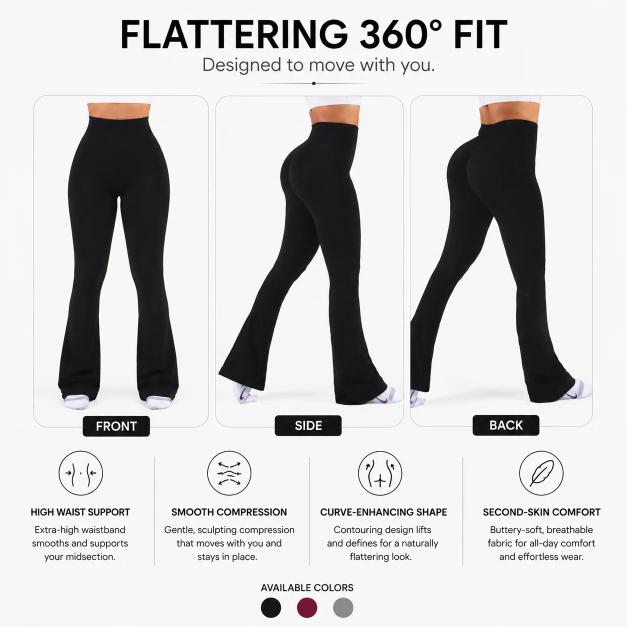 Womens Flared Yoga Pants, High Waisted Flare Leggings Bottom Bootcut Yoga Pants 4 S72886e4036b74dda9bc2bfd754ff502eJ