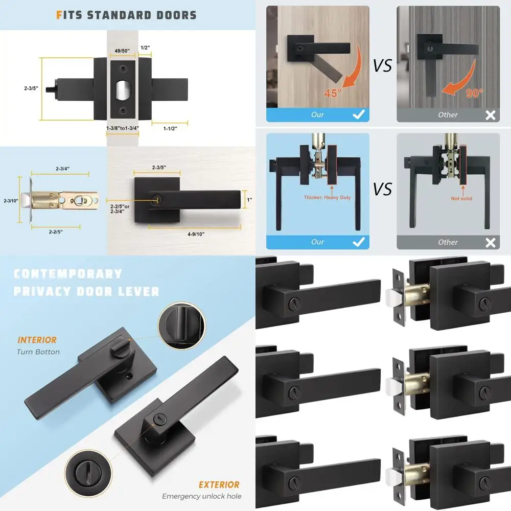 Matte Black 6-Pack Door Handles, Privacy Levers for Bed & Bath, Lockset with Left/Right Handing Option
Matte Black 6-Pack Door Handles, Privacy Levers for Bed & Bath, Lockset with Left/Right Handing Option