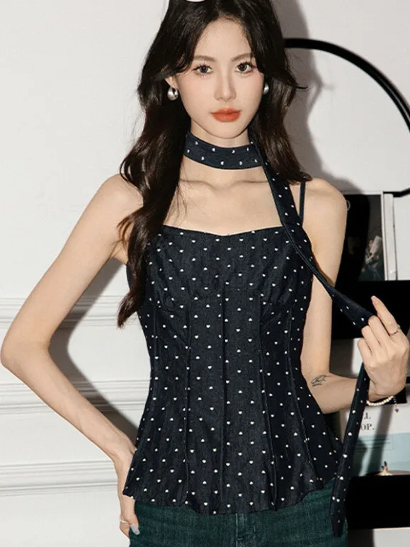 Летний жилет в горошек с завязкой на талии, женский облегающий праздничный топ на бретелях для поездок на работу, обычная длина с принтом
Летний жилет в горошек с завязкой на талии, женский облегающий праздничный топ на бретелях для поездок на работу, обычная длина с принтом