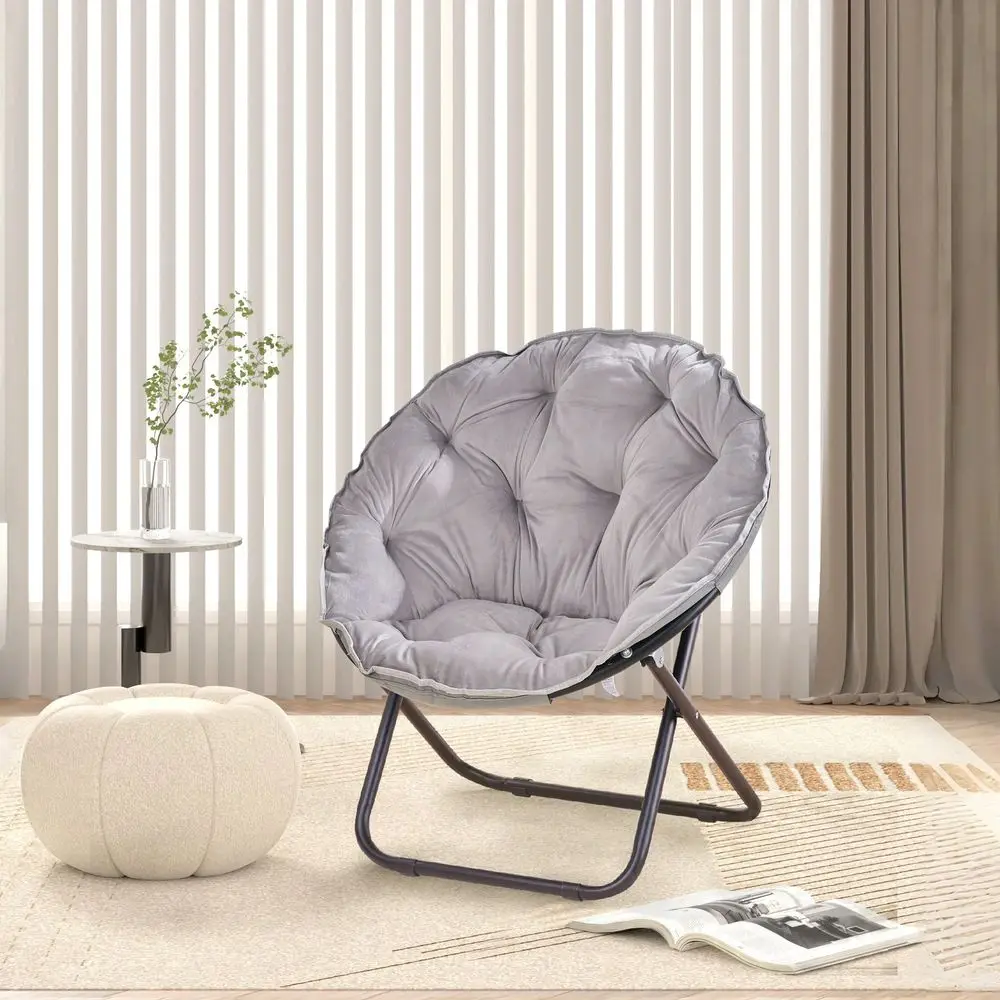 Faux Fur Saucer Chair Fold able Comfy Accent Seat For Small Spaces Grey
Faux Fur Saucer Chair Fold able Comfy Accent Seat For Small Spaces Grey