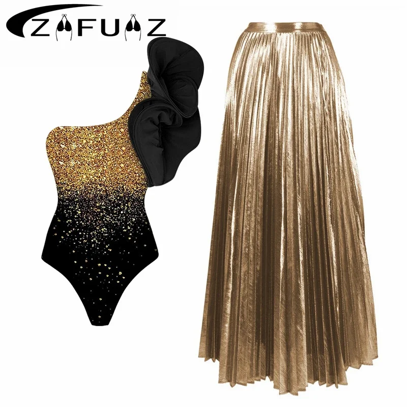 2024 New Glossy One Piece Swimsuit and Skirt for Women One Shoulder 3D Flower Swimwear Female Shiny Monokini Beach Bathing Suit
2024 New Glossy One Piece Swimsuit and Skirt for Women One Shoulder 3D Flower Swimwear Female Shiny Monokini Beach Bathing Suit