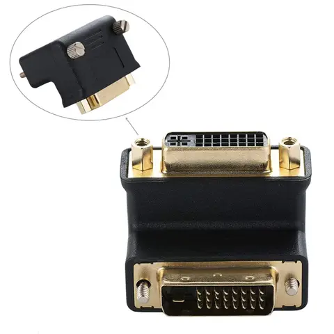 90 degree right angle elbow Gold  90° DVI 24+5 Male to DVI 24+5 Female Adapter Connector