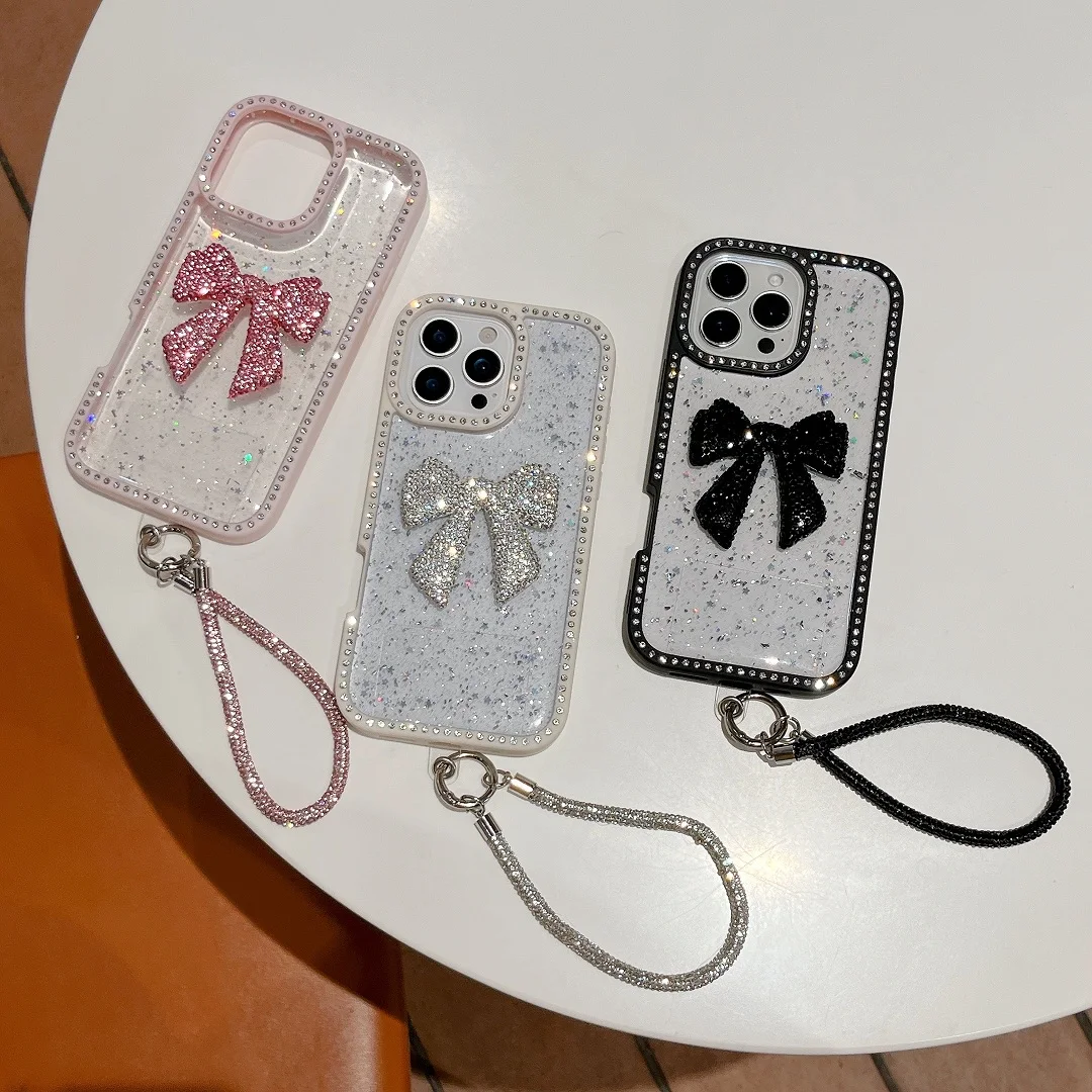 Luxury Sparkling Edged Diamond 3D Rhinestone Big Bow Glitter Case For iPhone 13 15 14 16 17 Pro Max Plus Cover With Hanging Rope
Luxury Sparkling Edged Diamond 3D Rhinestone Big Bow Glitter Case For iPhone 13 15 14 16 17 Pro Max Plus Cover With Hanging Rope