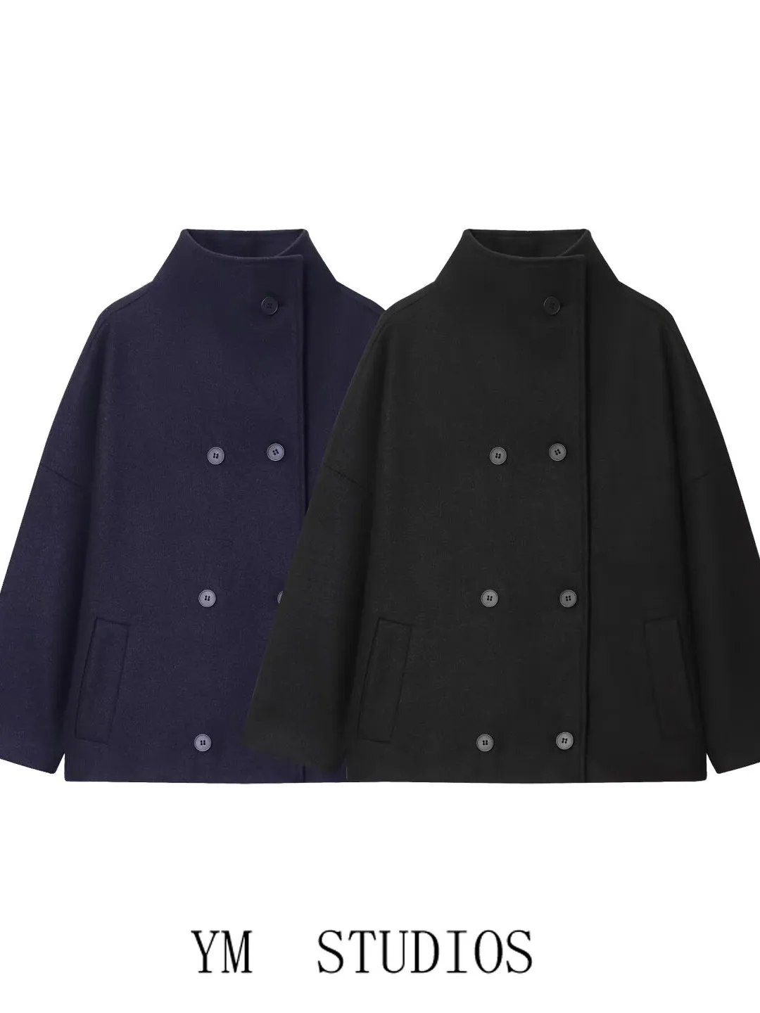 Women's ort Woolen Coat Double Row Buttons Stand Collar Autumn Winter Street Sle Loose Fit Long Sve Faion Outerwear
Women's ort Woolen Coat Double Row Buttons Stand Collar Autumn Winter Street Sle Loose Fit Long Sve Faion Outerwear