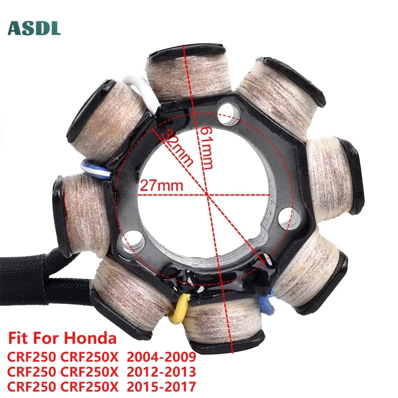 Motorcycle Part Generator Magneto Stator Coil For Honda CRF250 CRF250X 2004-2009 2012-2013 2015-2017 31100-KSC-671 31100-KSC-A11
Motorcycle Part Generator Magneto Stator Coil For Honda CRF250 CRF250X 2004-2009 2012-2013 2015-2017 31100-KSC-671 31100-KSC-A11